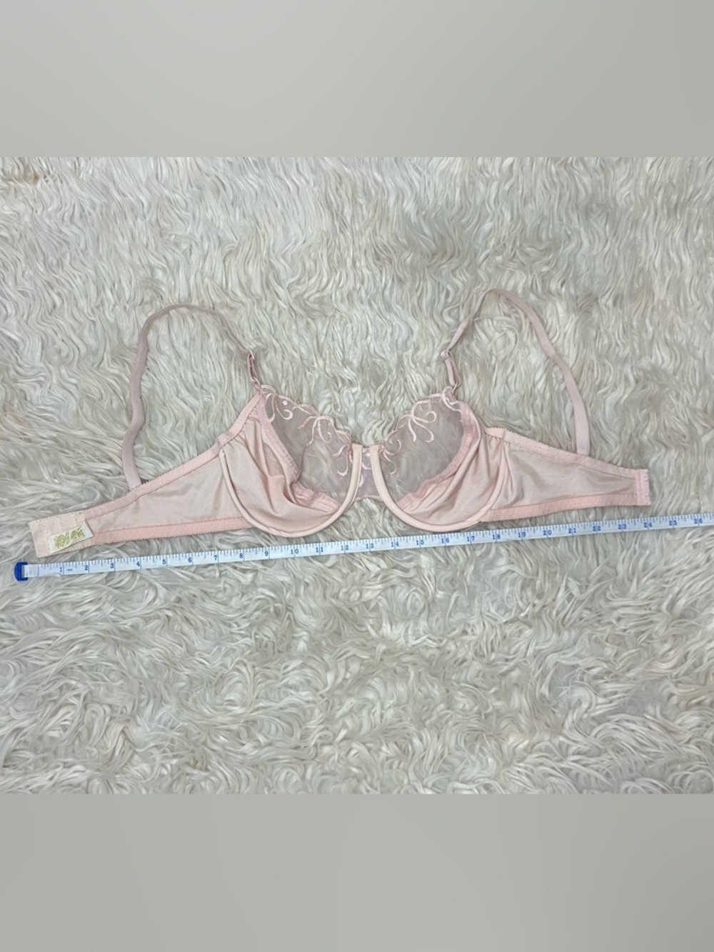 Victoria's Secret Pale Pink Satin & Sheer Embroidered Underwire Bra - Picture 6 of 6